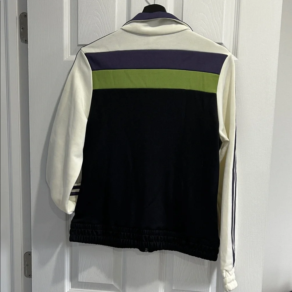ADIDAS Vintage Women's Black, White, and Green Varsity Jacket - Picture 4 of 7
